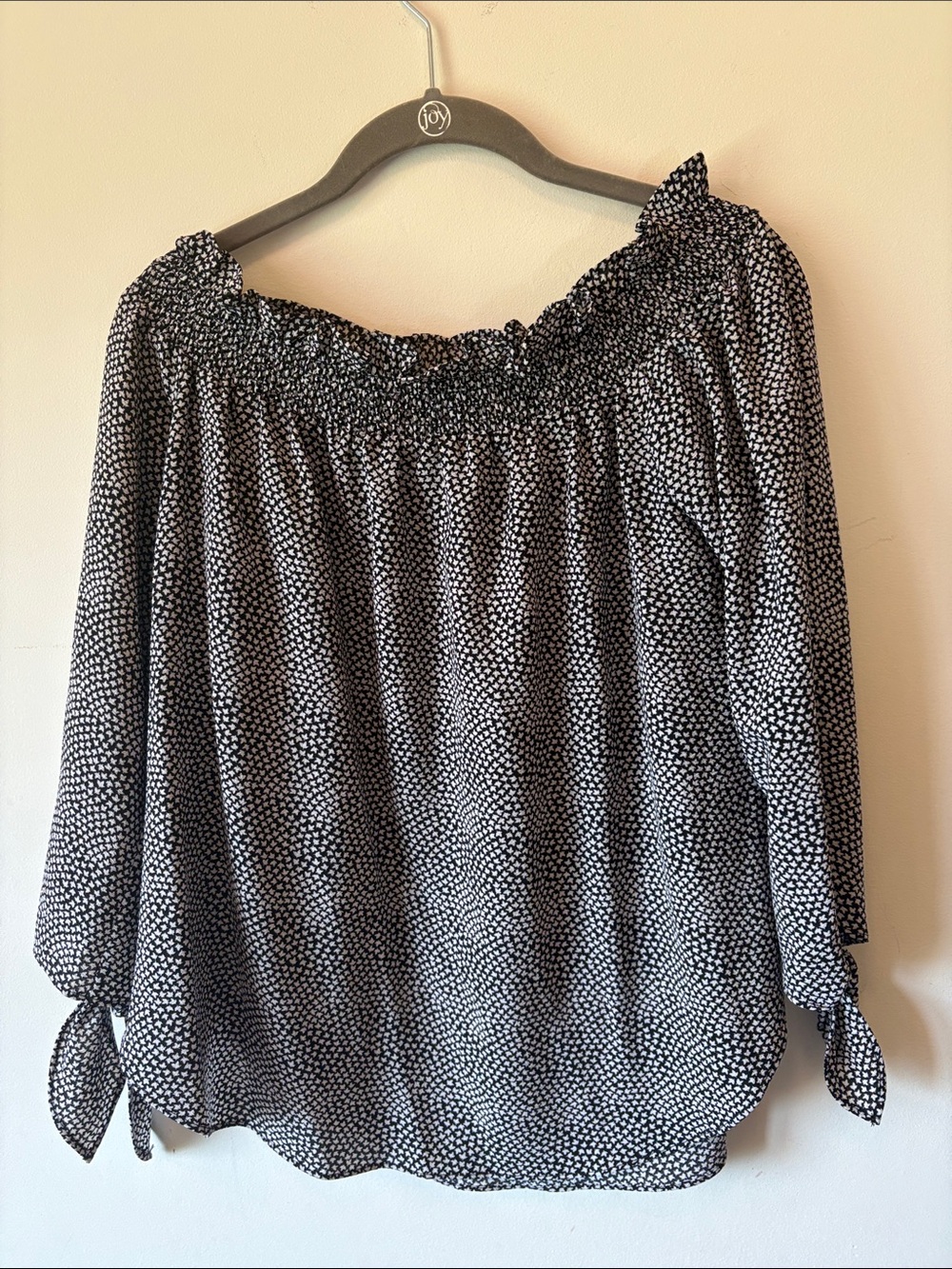MICHAEL Michael Kors Black and White Dot Off-Shoulder Blouse